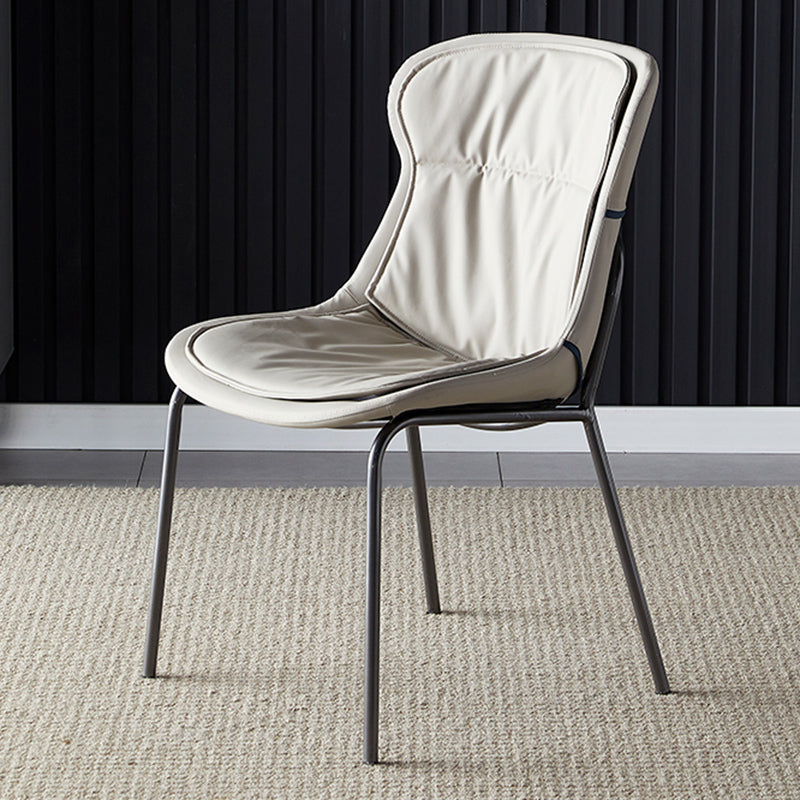 Industrial Style Home Side Chair Set Leather Dining Chair with Metal Legs Grey 1 Piece Gray Clearhalo ' kitchen&dining_furn' 'Dining Chairs' 'Dining Tables & Seating' 'dining_chair' 'furn' 'furn_dining_chair' 'Furniture' 'furniture_dining_chair' 'Kitchen & Dining Furniture' 'kitchen' 3671308