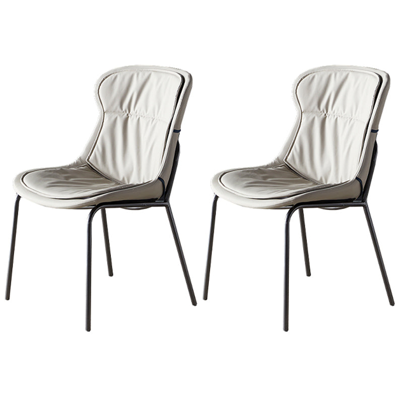 Industrial Style Home Side Chair Set Leather Dining Chair with Metal Legs Grey 2 Piece Set Gray Clearhalo ' kitchen&dining_furn' 'Dining Chairs' 'Dining Tables & Seating' 'dining_chair' 'furn' 'furn_dining_chair' 'Furniture' 'furniture_dining_chair' 'Kitchen & Dining Furniture' 'kitchen' 3671309