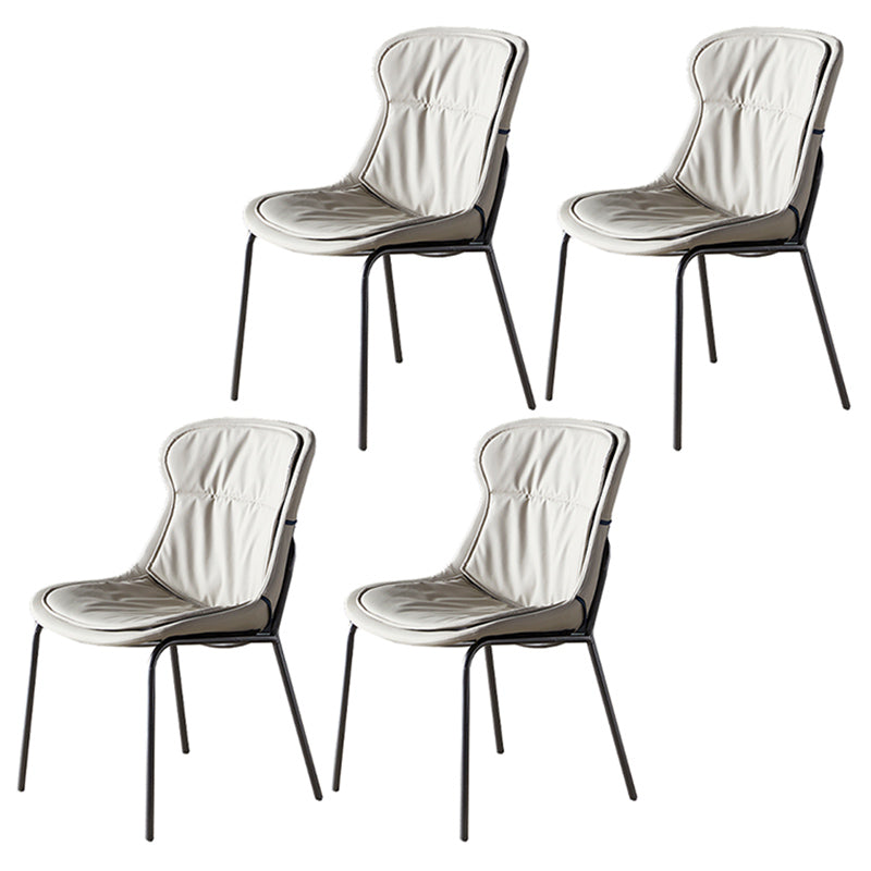 Industrial Style Home Side Chair Set Leather Dining Chair with Metal Legs Grey 4 Piece Set Gray Clearhalo ' kitchen&dining_furn' 'Dining Chairs' 'Dining Tables & Seating' 'dining_chair' 'furn' 'furn_dining_chair' 'Furniture' 'furniture_dining_chair' 'Kitchen & Dining Furniture' 'kitchen' 3671310