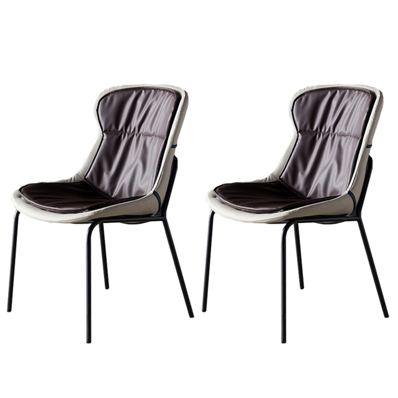 Industrial Style Home Side Chair Set Leather Dining Chair with Metal Legs Brown 2 Piece Set Black Clearhalo ' kitchen&dining_furn' 'Dining Chairs' 'Dining Tables & Seating' 'dining_chair' 'furn' 'furn_dining_chair' 'Furniture' 'furniture_dining_chair' 'Kitchen & Dining Furniture' 'kitchen' 3671312