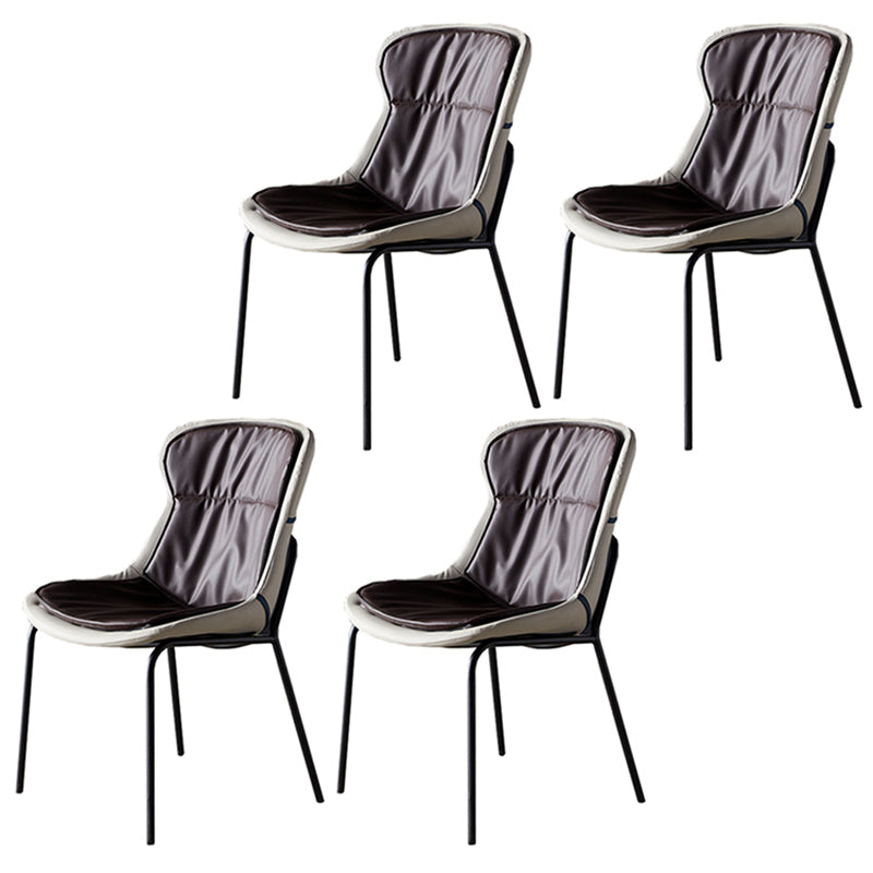 Industrial Style Home Side Chair Set Leather Dining Chair with Metal Legs Brown 4 Piece Set Black Clearhalo ' kitchen&dining_furn' 'Dining Chairs' 'Dining Tables & Seating' 'dining_chair' 'furn' 'furn_dining_chair' 'Furniture' 'furniture_dining_chair' 'Kitchen & Dining Furniture' 'kitchen' 3671313