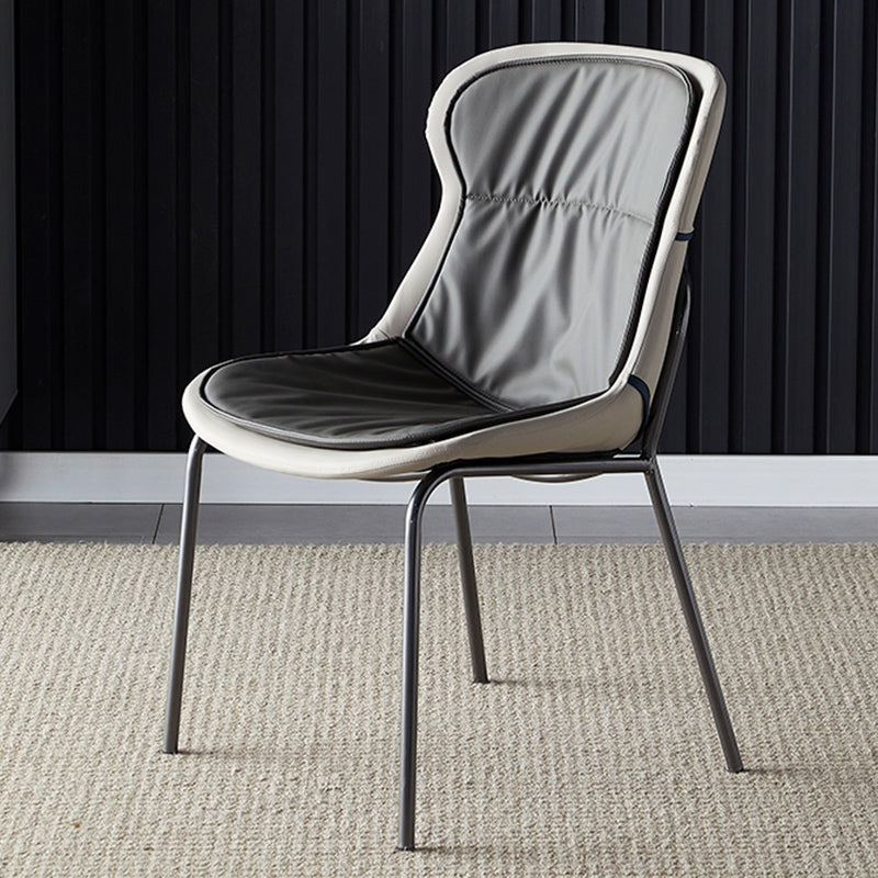 Industrial Style Home Side Chair Set Leather Dining Chair with Metal Legs Dark Gray 1 Piece Gray Clearhalo ' kitchen&dining_furn' 'Dining Chairs' 'Dining Tables & Seating' 'dining_chair' 'furn' 'furn_dining_chair' 'Furniture' 'furniture_dining_chair' 'Kitchen & Dining Furniture' 'kitchen' 3671314