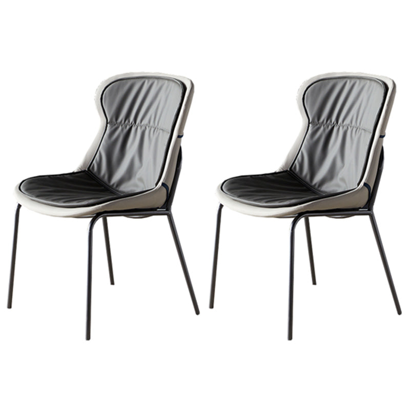 Industrial Style Home Side Chair Set Leather Dining Chair with Metal Legs Dark Gray 2 Piece Set Gray Clearhalo ' kitchen&dining_furn' 'Dining Chairs' 'Dining Tables & Seating' 'dining_chair' 'furn' 'furn_dining_chair' 'Furniture' 'furniture_dining_chair' 'Kitchen & Dining Furniture' 'kitchen' 3671315