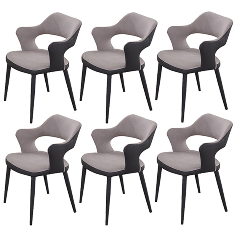 Metal Industrial Dining Room Chair Metallic Finish Open Back Dining Chair Off-White 6 Piece Set Clearhalo ' kitchen&dining_furn' 'Dining Chairs' 'Dining Tables & Seating' 'dining_chair' 'furn' 'furn_dining_chair' 'Furniture' 'furniture_dining_chair' 'Kitchen & Dining Furniture' 'kitchen' 3671322
