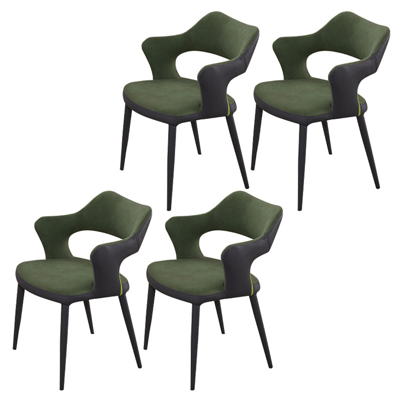 Metal Industrial Dining Room Chair Metallic Finish Open Back Dining Chair Blackish Green 4 Piece Set Clearhalo ' kitchen&dining_furn' 'Dining Chairs' 'Dining Tables & Seating' 'dining_chair' 'furn' 'furn_dining_chair' 'Furniture' 'furniture_dining_chair' 'Kitchen & Dining Furniture' 'kitchen' 3671325