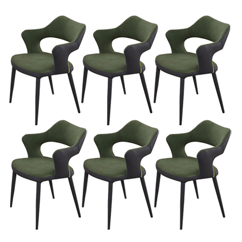 Metal Industrial Dining Room Chair Metallic Finish Open Back Dining Chair Blackish Green 6 Piece Set Clearhalo ' kitchen&dining_furn' 'Dining Chairs' 'Dining Tables & Seating' 'dining_chair' 'furn' 'furn_dining_chair' 'Furniture' 'furniture_dining_chair' 'Kitchen & Dining Furniture' 'kitchen' 3671327
