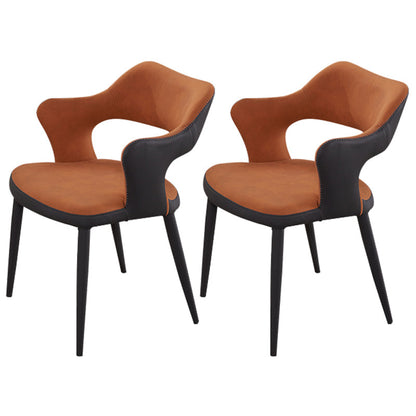 Metal Industrial Dining Room Chair Metallic Finish Open Back Dining Chair Orange 2 Piece Set Clearhalo ' kitchen&dining_furn' 'Dining Chairs' 'Dining Tables & Seating' 'dining_chair' 'furn' 'furn_dining_chair' 'Furniture' 'furniture_dining_chair' 'Kitchen & Dining Furniture' 'kitchen' 3671329