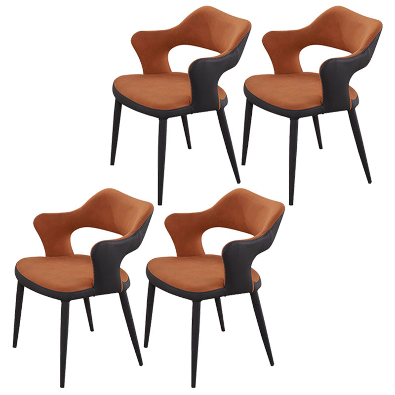 Metal Industrial Dining Room Chair Metallic Finish Open Back Dining Chair Orange 4 Piece Set Clearhalo ' kitchen&dining_furn' 'Dining Chairs' 'Dining Tables & Seating' 'dining_chair' 'furn' 'furn_dining_chair' 'Furniture' 'furniture_dining_chair' 'Kitchen & Dining Furniture' 'kitchen' 3671332