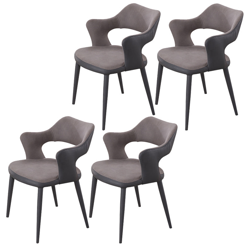 Metal Industrial Dining Room Chair Metallic Finish Open Back Dining Chair Light Gray 4 Piece Set Clearhalo ' kitchen&dining_furn' 'Dining Chairs' 'Dining Tables & Seating' 'dining_chair' 'furn' 'furn_dining_chair' 'Furniture' 'furniture_dining_chair' 'Kitchen & Dining Furniture' 'kitchen' 3671337