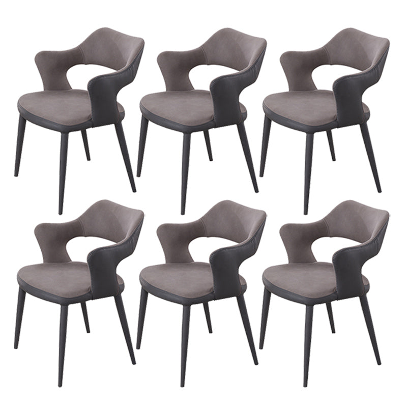 Metal Industrial Dining Room Chair Metallic Finish Open Back Dining Chair Light Gray 6 Piece Set Clearhalo ' kitchen&dining_furn' 'Dining Chairs' 'Dining Tables & Seating' 'dining_chair' 'furn' 'furn_dining_chair' 'Furniture' 'furniture_dining_chair' 'Kitchen & Dining Furniture' 'kitchen' 3671339