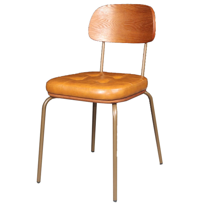 Industrial Dining Chair with 4 Metal Legs Open Back Side Chair for Home Use Yellow-Brown 1 Piece Clearhalo ' kitchen&dining_furn' 'Dining Chairs' 'Dining Tables & Seating' 'dining_chair' 'furn' 'furn_dining_chair' 'Furniture' 'furniture_dining_chair' 'Kitchen & Dining Furniture' 'kitchen' 3671356