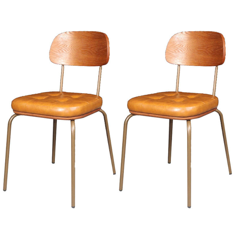Industrial Dining Chair with 4 Metal Legs Open Back Side Chair for Home Use Yellow-Brown 2 Piece Set Clearhalo ' kitchen&dining_furn' 'Dining Chairs' 'Dining Tables & Seating' 'dining_chair' 'furn' 'furn_dining_chair' 'Furniture' 'furniture_dining_chair' 'Kitchen & Dining Furniture' 'kitchen' 3671357