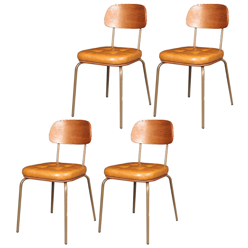 Industrial Dining Chair with 4 Metal Legs Open Back Side Chair for Home Use Yellow-Brown 4 Piece Set Clearhalo ' kitchen&dining_furn' 'Dining Chairs' 'Dining Tables & Seating' 'dining_chair' 'furn' 'furn_dining_chair' 'Furniture' 'furniture_dining_chair' 'Kitchen & Dining Furniture' 'kitchen' 3671358