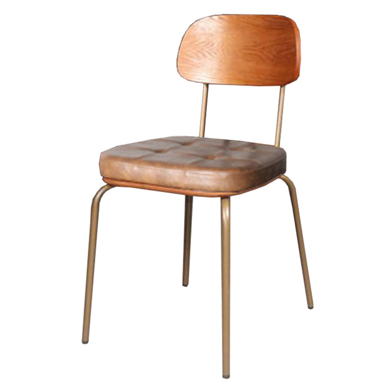 Industrial Dining Chair with 4 Metal Legs Open Back Side Chair for Home Use Dark Brown 1 Piece Clearhalo ' kitchen&dining_furn' 'Dining Chairs' 'Dining Tables & Seating' 'dining_chair' 'furn' 'furn_dining_chair' 'Furniture' 'furniture_dining_chair' 'Kitchen & Dining Furniture' 'kitchen' 3671359