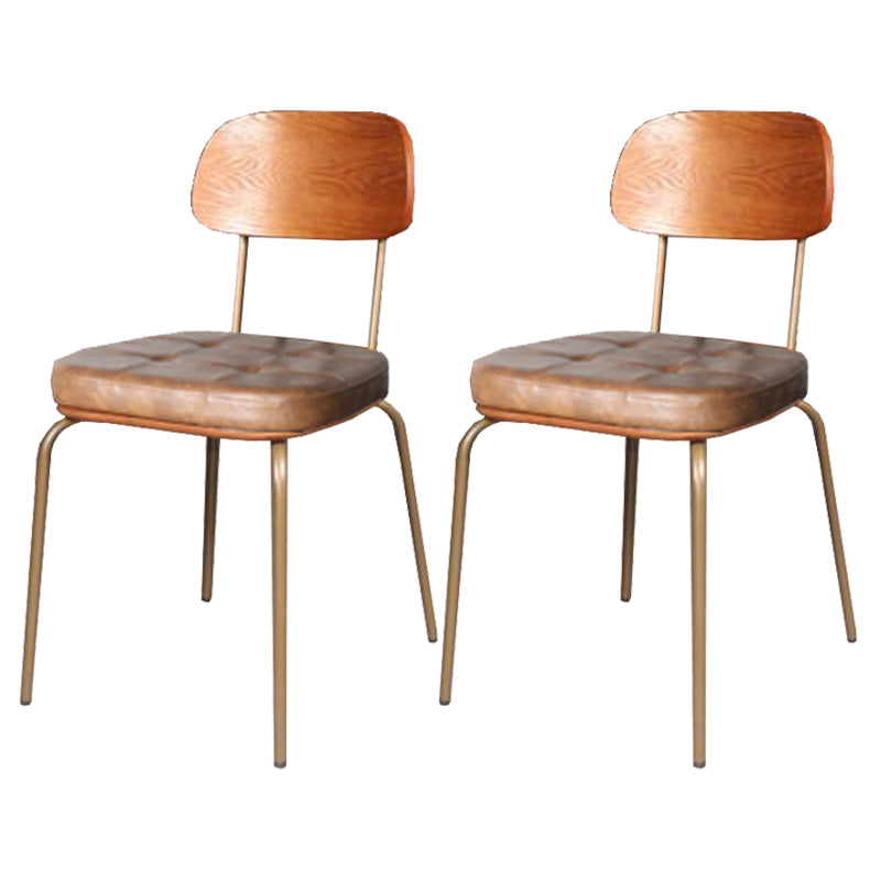 Industrial Dining Chair with 4 Metal Legs Open Back Side Chair for Home Use Dark Brown 2 Piece Set Clearhalo ' kitchen&dining_furn' 'Dining Chairs' 'Dining Tables & Seating' 'dining_chair' 'furn' 'furn_dining_chair' 'Furniture' 'furniture_dining_chair' 'Kitchen & Dining Furniture' 'kitchen' 3671360