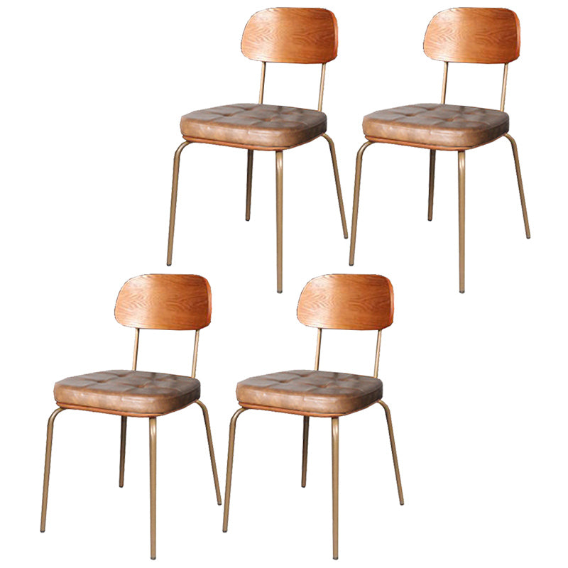 Industrial Dining Chair with 4 Metal Legs Open Back Side Chair for Home Use Dark Brown 4 Piece Set Clearhalo ' kitchen&dining_furn' 'Dining Chairs' 'Dining Tables & Seating' 'dining_chair' 'furn' 'furn_dining_chair' 'Furniture' 'furniture_dining_chair' 'Kitchen & Dining Furniture' 'kitchen' 3671361