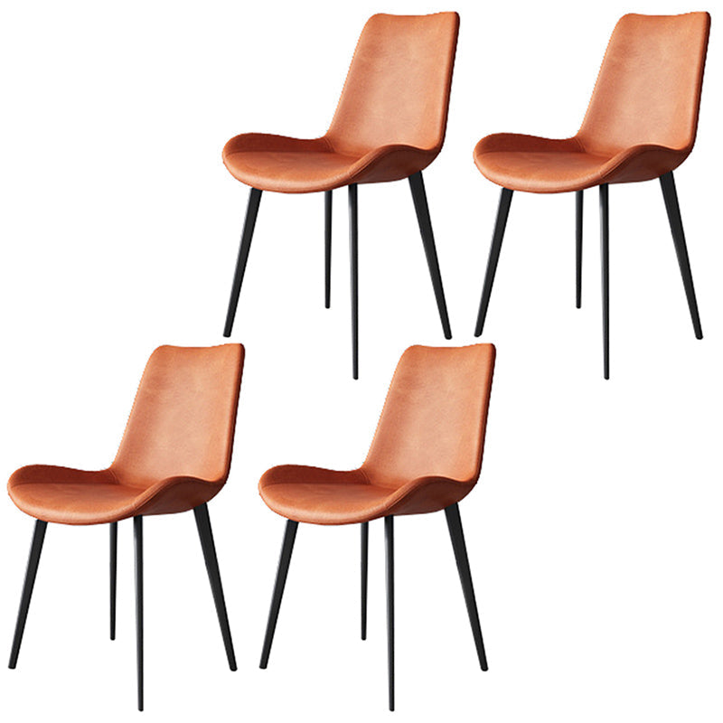 Modern Style Microfiber Leather Chair 20'' Wide Parsons Chair for Home Orange 4 Piece Set Clearhalo ' kitchen&dining_furn' 'Dining Chairs' 'Dining Tables & Seating' 'dining_chair' 'furn' 'furn_dining_chair' 'Furniture' 'furniture_dining_chair' 'Kitchen & Dining Furniture' 'kitchen' 3671379