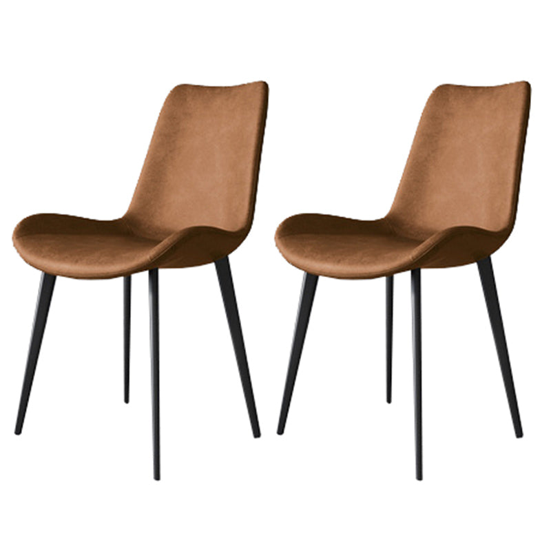 Modern Style Microfiber Leather Chair 20'' Wide Parsons Chair for Home Brown 2 Piece Set Clearhalo ' kitchen&dining_furn' 'Dining Chairs' 'Dining Tables & Seating' 'dining_chair' 'furn' 'furn_dining_chair' 'Furniture' 'furniture_dining_chair' 'Kitchen & Dining Furniture' 'kitchen' 3671384