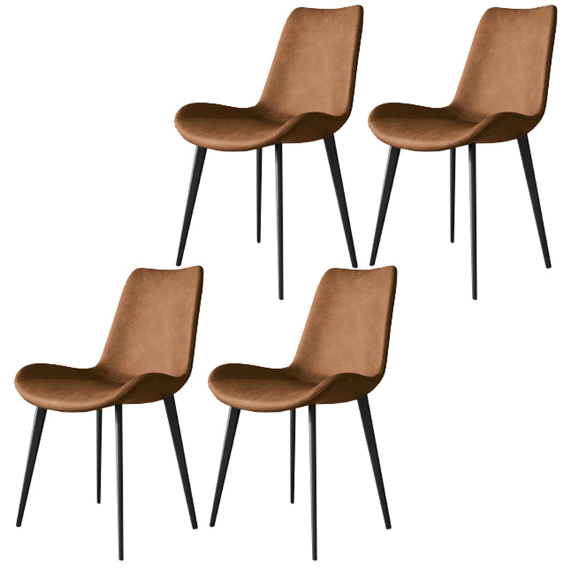 Modern Style Microfiber Leather Chair 20'' Wide Parsons Chair for Home Brown 4 Piece Set Clearhalo ' kitchen&dining_furn' 'Dining Chairs' 'Dining Tables & Seating' 'dining_chair' 'furn' 'furn_dining_chair' 'Furniture' 'furniture_dining_chair' 'Kitchen & Dining Furniture' 'kitchen' 3671386