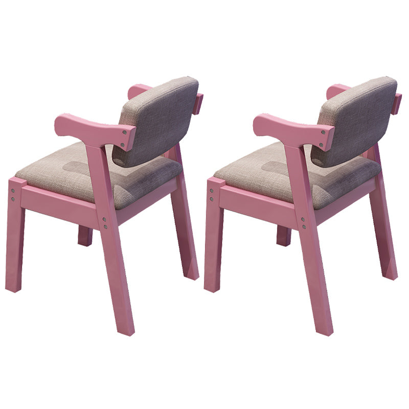 Contemporary Wood Dining Side Chair Home Open Back Dining Side Armchair Pink-White 2 Piece Set Clearhalo ' kitchen&dining_furn' 'Dining Chairs' 'Dining Tables & Seating' 'dining_chair' 'furn' 'furn_dining_chair' 'Furniture' 'furniture_dining_chair' 'Kitchen & Dining Furniture' 'kitchen' 3671412