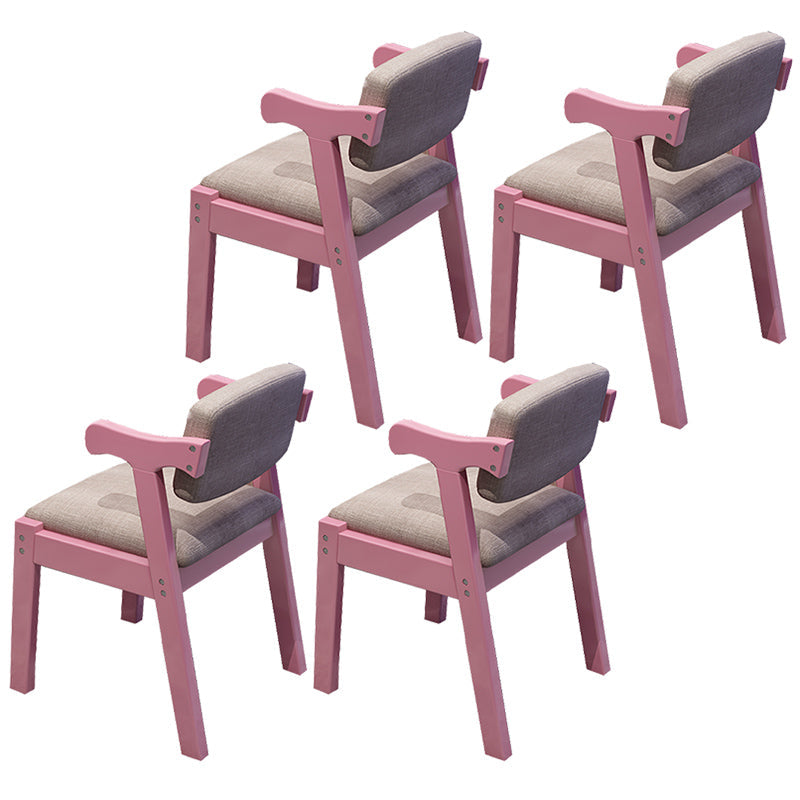 Contemporary Wood Dining Side Chair Home Open Back Dining Side Armchair Pink-White 4 Piece Set Clearhalo ' kitchen&dining_furn' 'Dining Chairs' 'Dining Tables & Seating' 'dining_chair' 'furn' 'furn_dining_chair' 'Furniture' 'furniture_dining_chair' 'Kitchen & Dining Furniture' 'kitchen' 3671413