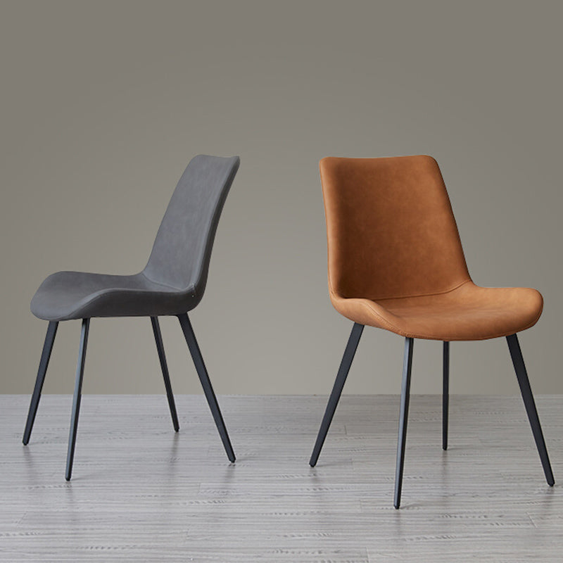 Glam Style Faux Leather Side Chairs Solid Back Armless Dining Chair for Home Use Clearhalo ' kitchen&dining_furn' 'Dining Chairs' 'Dining Tables & Seating' 'dining_chair' 'furn' 'furn_dining_chair' 'Furniture' 'furniture_dining_chair' 'Kitchen & Dining Furniture' 'kitchen' 3671414