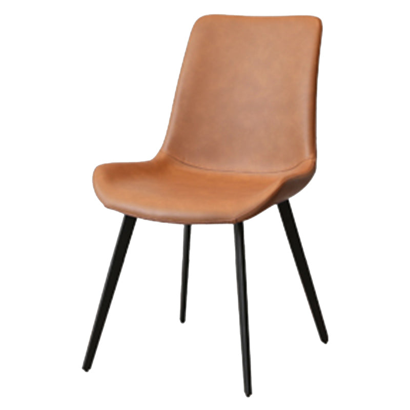 Glam Style Faux Leather Side Chairs Solid Back Armless Dining Chair for Home Use Brown 1 Piece Clearhalo ' kitchen&dining_furn' 'Dining Chairs' 'Dining Tables & Seating' 'dining_chair' 'furn' 'furn_dining_chair' 'Furniture' 'furniture_dining_chair' 'Kitchen & Dining Furniture' 'kitchen' 3671415