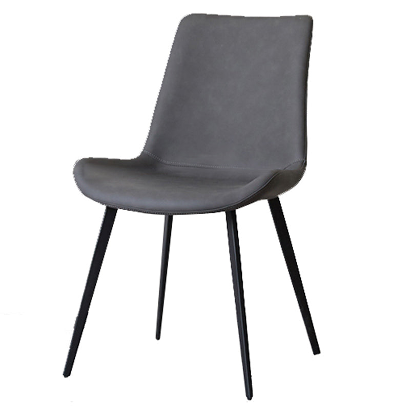 Glam Style Faux Leather Side Chairs Solid Back Armless Dining Chair for Home Use Dark Gray-Black 1 Piece Clearhalo ' kitchen&dining_furn' 'Dining Chairs' 'Dining Tables & Seating' 'dining_chair' 'furn' 'furn_dining_chair' 'Furniture' 'furniture_dining_chair' 'Kitchen & Dining Furniture' 'kitchen' 3671420