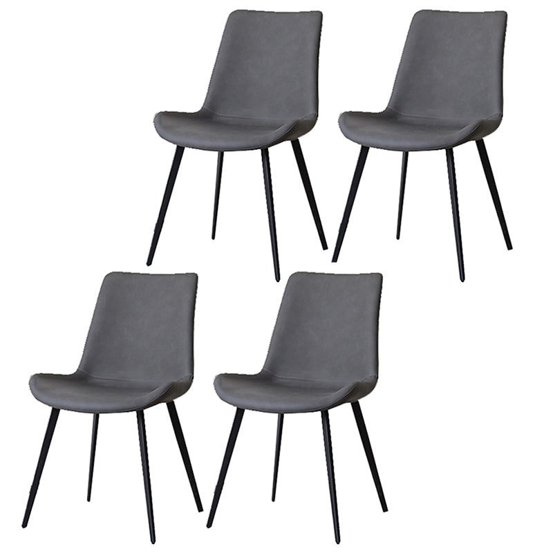 Glam Style Faux Leather Side Chairs Solid Back Armless Dining Chair for Home Use Dark Gray-Black 4 Piece Set Clearhalo ' kitchen&dining_furn' 'Dining Chairs' 'Dining Tables & Seating' 'dining_chair' 'furn' 'furn_dining_chair' 'Furniture' 'furniture_dining_chair' 'Kitchen & Dining Furniture' 'kitchen' 3671424