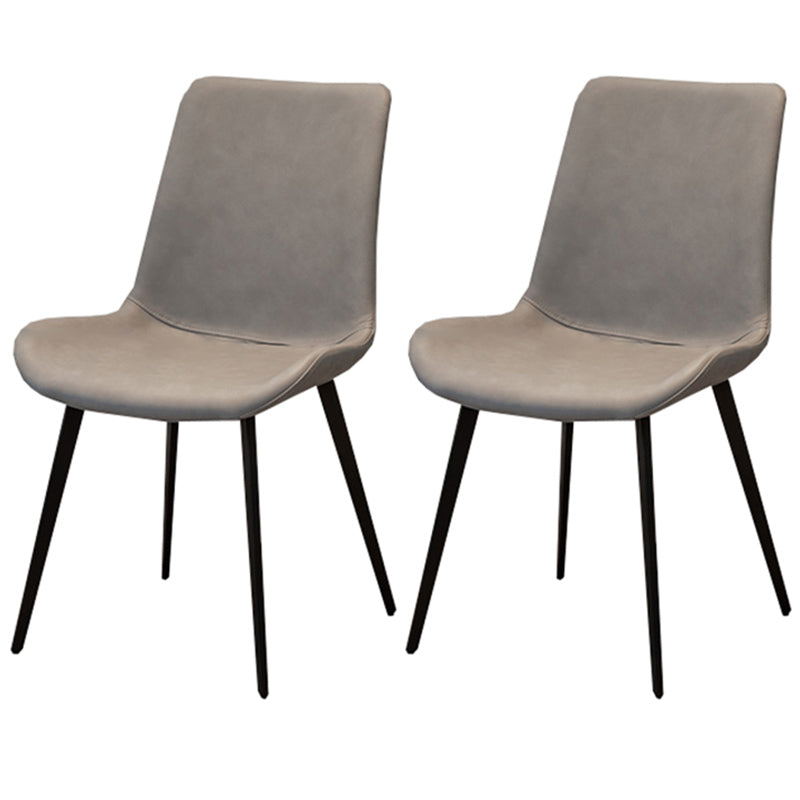 Glam Style Faux Leather Side Chairs Solid Back Armless Dining Chair for Home Use Light Gray 2 Piece Set Clearhalo ' kitchen&dining_furn' 'Dining Chairs' 'Dining Tables & Seating' 'dining_chair' 'furn' 'furn_dining_chair' 'Furniture' 'furniture_dining_chair' 'Kitchen & Dining Furniture' 'kitchen' 3671429