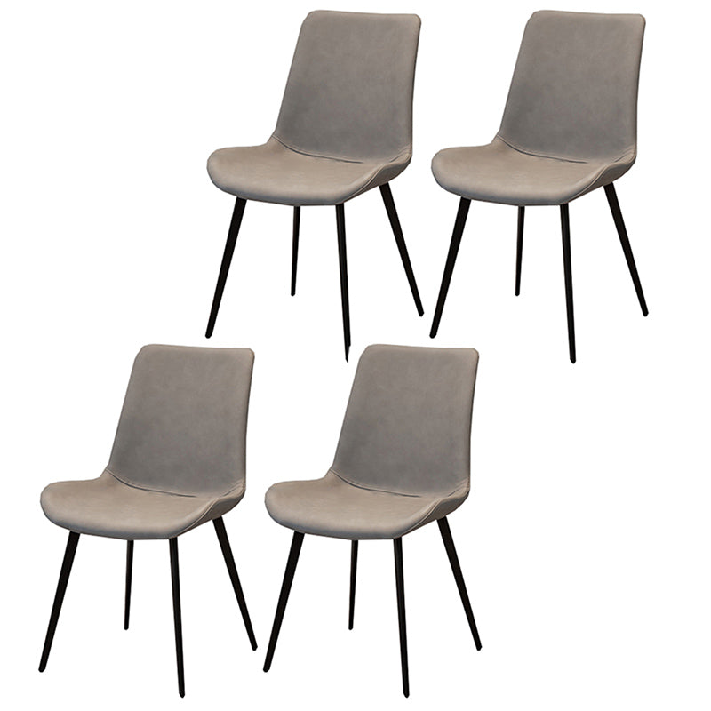 Glam Style Faux Leather Side Chairs Solid Back Armless Dining Chair for Home Use Light Gray 4 Piece Set Clearhalo ' kitchen&dining_furn' 'Dining Chairs' 'Dining Tables & Seating' 'dining_chair' 'furn' 'furn_dining_chair' 'Furniture' 'furniture_dining_chair' 'Kitchen & Dining Furniture' 'kitchen' 3671430