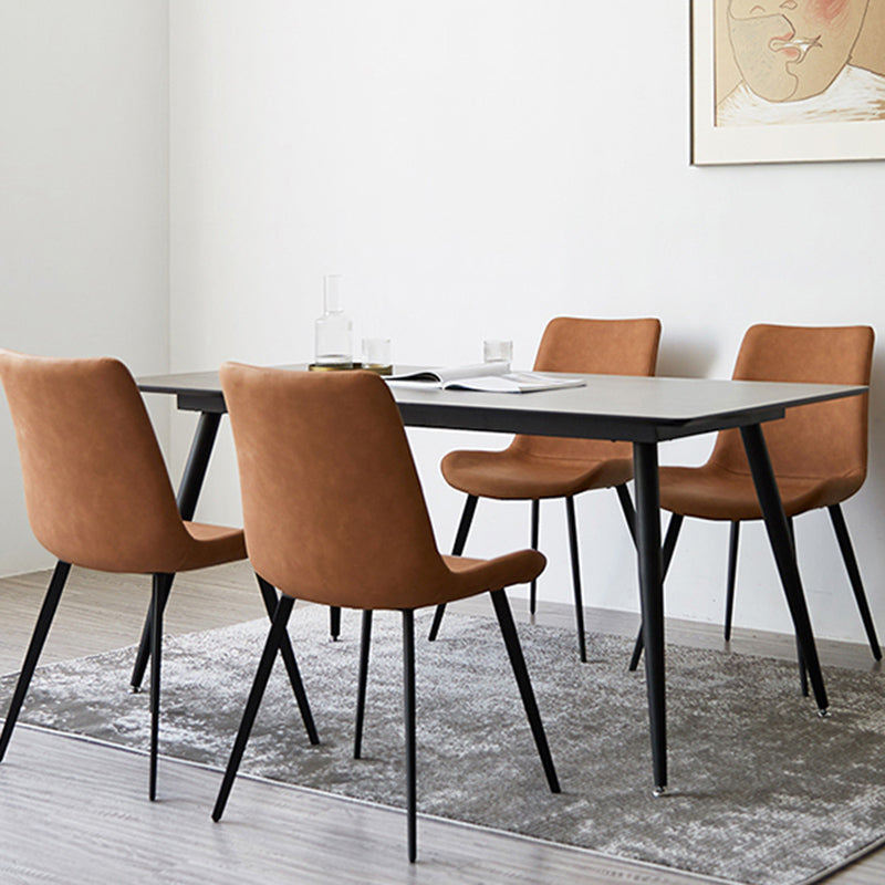 Glam Style Faux Leather Side Chairs Solid Back Armless Dining Chair for Home Use Clearhalo ' kitchen&dining_furn' 'Dining Chairs' 'Dining Tables & Seating' 'dining_chair' 'furn' 'furn_dining_chair' 'Furniture' 'furniture_dining_chair' 'Kitchen & Dining Furniture' 'kitchen' 3671432