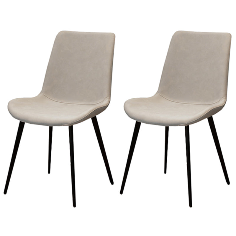 Glam Style Faux Leather Side Chairs Solid Back Armless Dining Chair for Home Use White 2 Piece Set Clearhalo ' kitchen&dining_furn' 'Dining Chairs' 'Dining Tables & Seating' 'dining_chair' 'furn' 'furn_dining_chair' 'Furniture' 'furniture_dining_chair' 'Kitchen & Dining Furniture' 'kitchen' 3671434