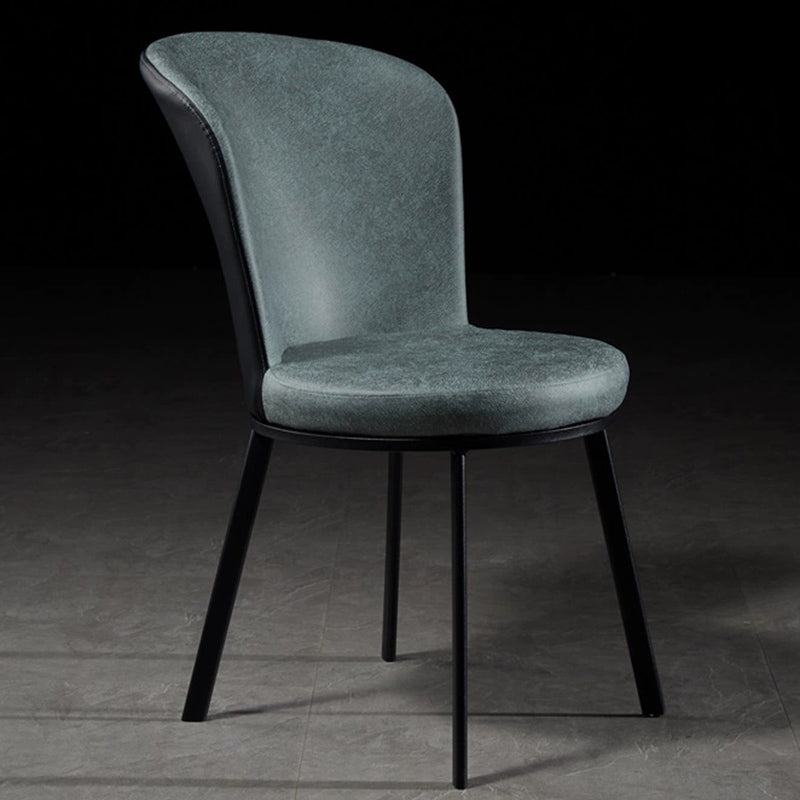 Glam Style Upholstered Armless Side Chair Metal 4 Black Finish Legs Solid Back Chairs Green 1 Piece Clearhalo ' kitchen&dining_furn' 'Dining Chairs' 'Dining Tables & Seating' 'dining_chair' 'furn' 'furn_dining_chair' 'Furniture' 'furniture_dining_chair' 'Kitchen & Dining Furniture' 'kitchen' 3671438