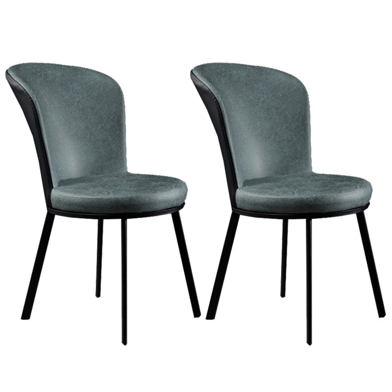 Glam Style Upholstered Armless Side Chair Metal 4 Black Finish Legs Solid Back Chairs Green 2 Piece Set Clearhalo ' kitchen&dining_furn' 'Dining Chairs' 'Dining Tables & Seating' 'dining_chair' 'furn' 'furn_dining_chair' 'Furniture' 'furniture_dining_chair' 'Kitchen & Dining Furniture' 'kitchen' 3671439