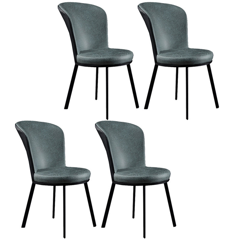 Glam Style Upholstered Armless Side Chair Metal 4 Black Finish Legs Solid Back Chairs Green 4 Piece Set Clearhalo ' kitchen&dining_furn' 'Dining Chairs' 'Dining Tables & Seating' 'dining_chair' 'furn' 'furn_dining_chair' 'Furniture' 'furniture_dining_chair' 'Kitchen & Dining Furniture' 'kitchen' 3671442