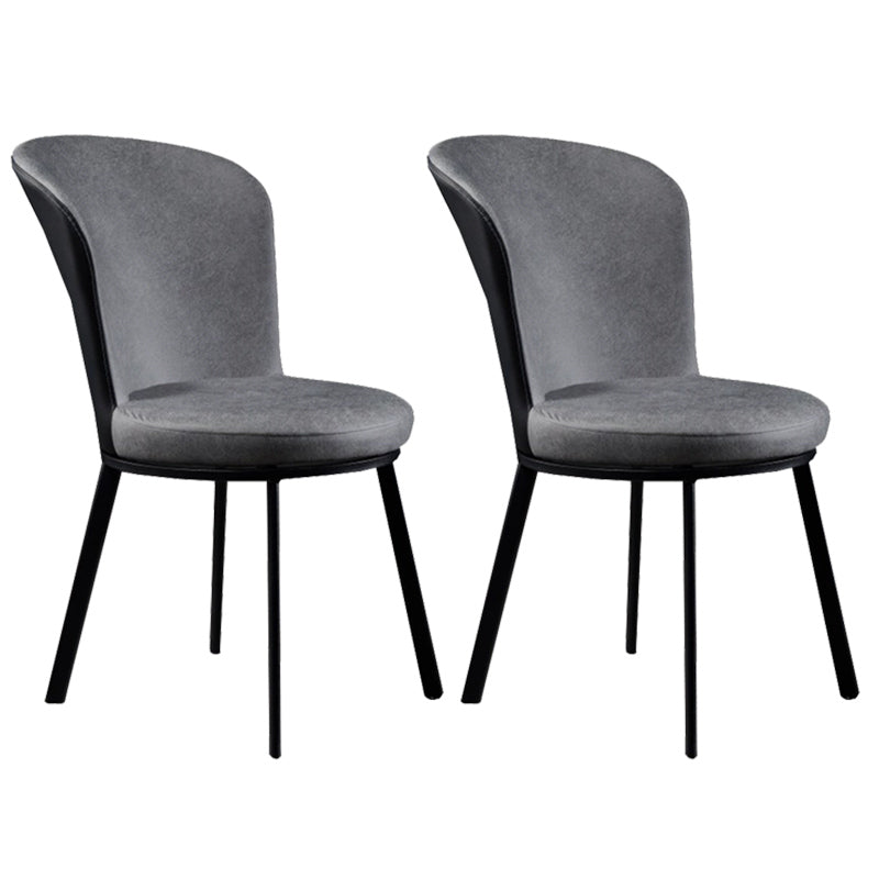 Glam Style Upholstered Armless Side Chair Metal 4 Black Finish Legs Solid Back Chairs Grey 2 Piece Set Clearhalo ' kitchen&dining_furn' 'Dining Chairs' 'Dining Tables & Seating' 'dining_chair' 'furn' 'furn_dining_chair' 'Furniture' 'furniture_dining_chair' 'Kitchen & Dining Furniture' 'kitchen' 3671445