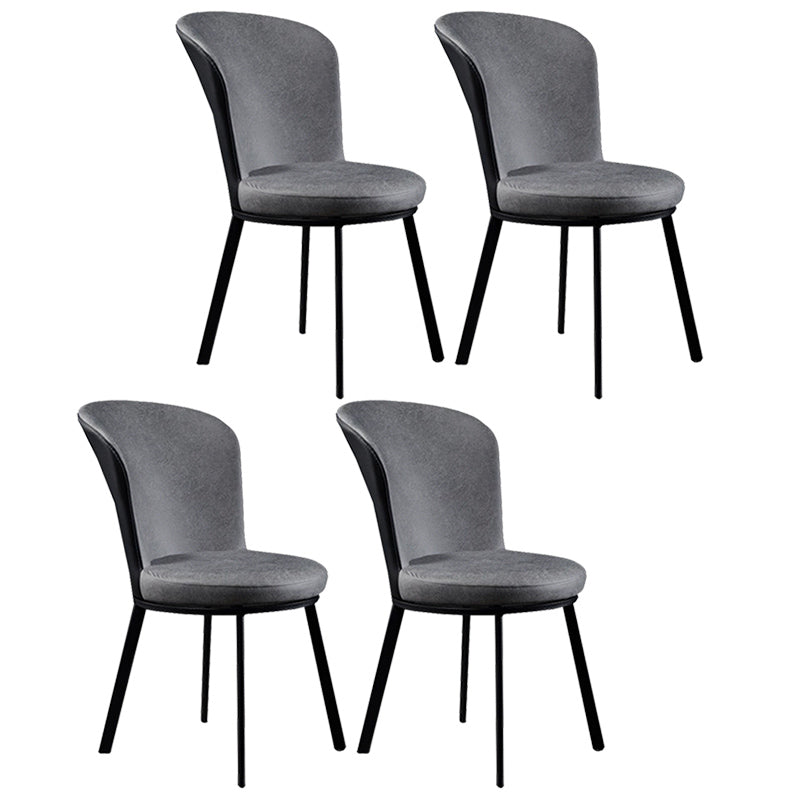 Glam Style Upholstered Armless Side Chair Metal 4 Black Finish Legs Solid Back Chairs Grey 4 Piece Set Clearhalo ' kitchen&dining_furn' 'Dining Chairs' 'Dining Tables & Seating' 'dining_chair' 'furn' 'furn_dining_chair' 'Furniture' 'furniture_dining_chair' 'Kitchen & Dining Furniture' 'kitchen' 3671447