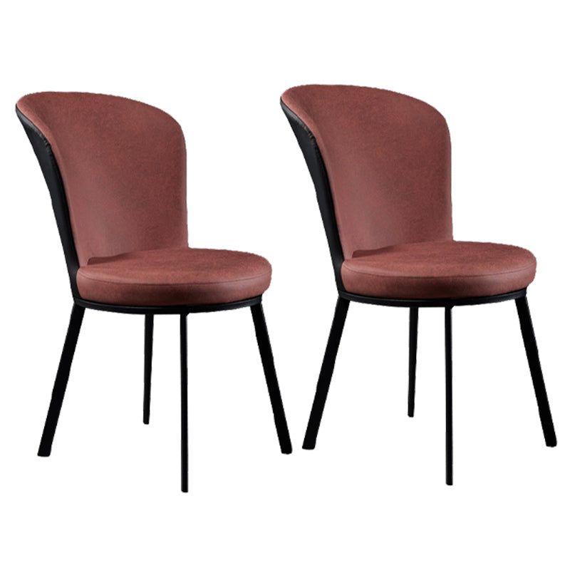 Glam Style Upholstered Armless Side Chair Metal 4 Black Finish Legs Solid Back Chairs Cameo Brown 2 Piece Set Clearhalo ' kitchen&dining_furn' 'Dining Chairs' 'Dining Tables & Seating' 'dining_chair' 'furn' 'furn_dining_chair' 'Furniture' 'furniture_dining_chair' 'Kitchen & Dining Furniture' 'kitchen' 3671451