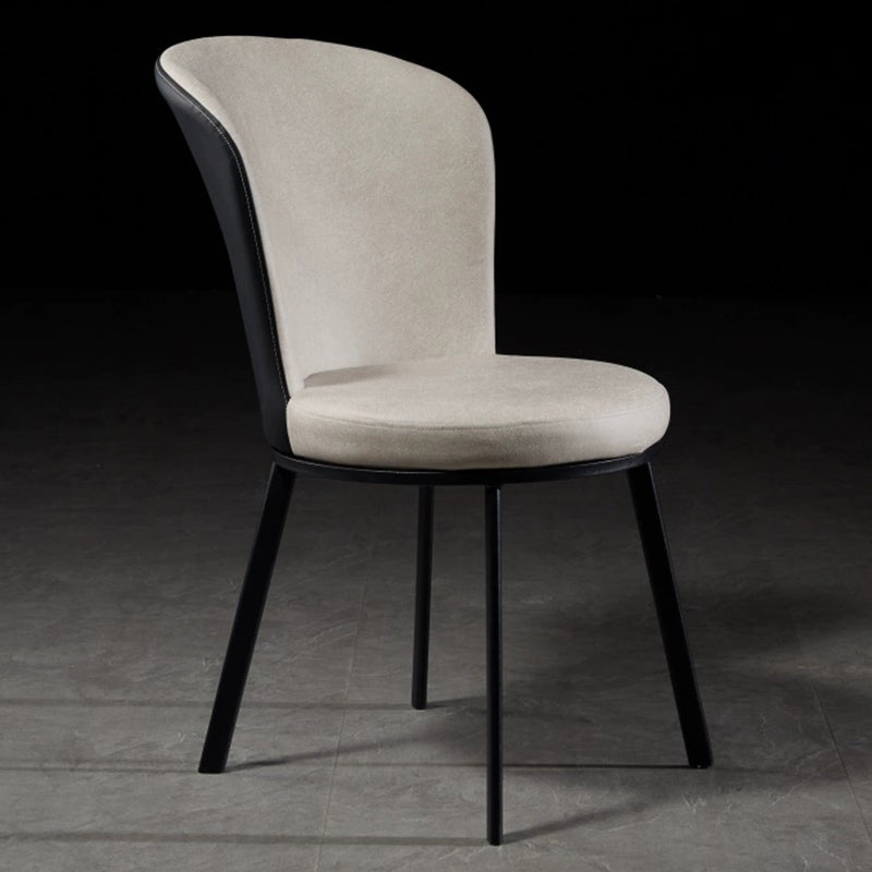 Glam Style Upholstered Armless Side Chair Metal 4 Black Finish Legs Solid Back Chairs Beige 1 Piece Clearhalo ' kitchen&dining_furn' 'Dining Chairs' 'Dining Tables & Seating' 'dining_chair' 'furn' 'furn_dining_chair' 'Furniture' 'furniture_dining_chair' 'Kitchen & Dining Furniture' 'kitchen' 3671455