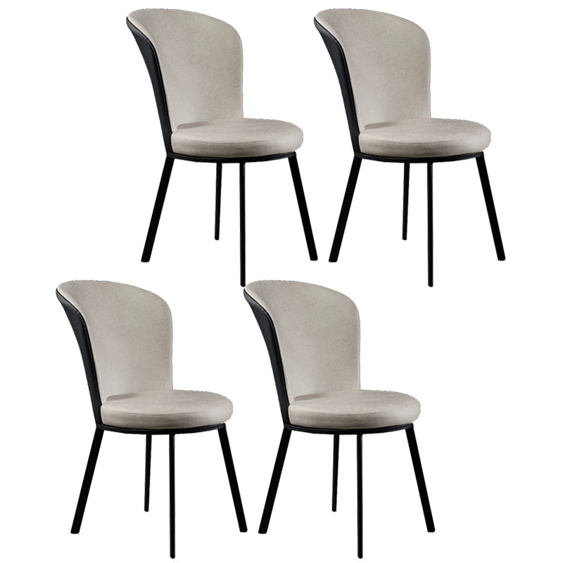 Glam Style Upholstered Armless Side Chair Metal 4 Black Finish Legs Solid Back Chairs Beige 4 Piece Set Clearhalo ' kitchen&dining_furn' 'Dining Chairs' 'Dining Tables & Seating' 'dining_chair' 'furn' 'furn_dining_chair' 'Furniture' 'furniture_dining_chair' 'Kitchen & Dining Furniture' 'kitchen' 3671459