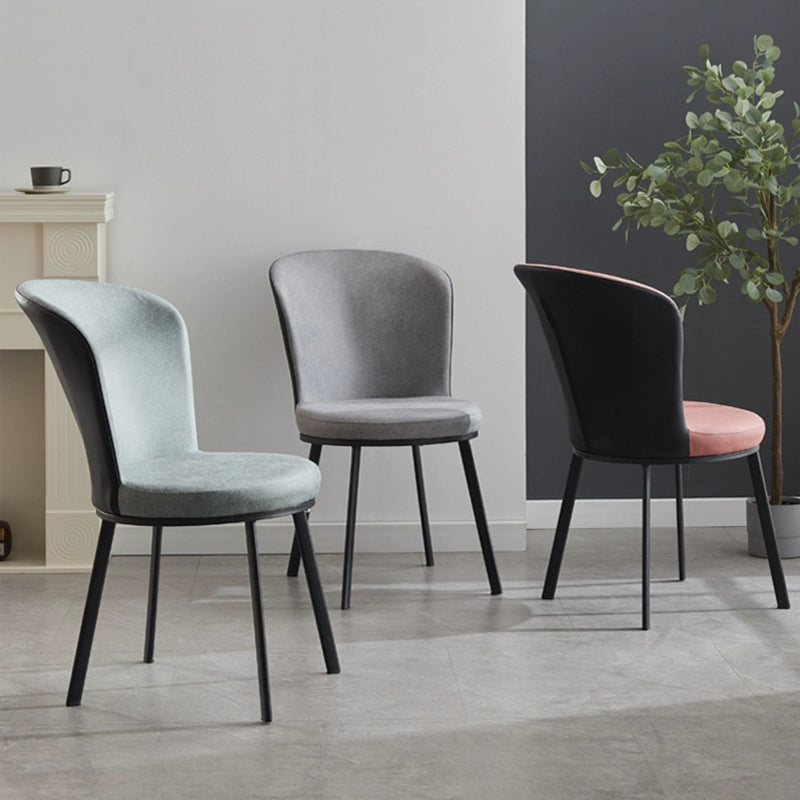 Glam Style Upholstered Armless Side Chair Metal 4 Black Finish Legs Solid Back Chairs Clearhalo ' kitchen&dining_furn' 'Dining Chairs' 'Dining Tables & Seating' 'dining_chair' 'furn' 'furn_dining_chair' 'Furniture' 'furniture_dining_chair' 'Kitchen & Dining Furniture' 'kitchen' 3671460