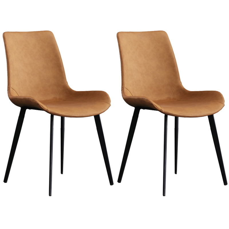 Metal Modern Dining Room Chair Metallic Finish Solid Back Dining Chair Orange 2 Piece Set Clearhalo ' kitchen&dining_furn' 'Dining Chairs' 'Dining Tables & Seating' 'dining_chair' 'furn' 'furn_dining_chair' 'Furniture' 'furniture_dining_chair' 'Kitchen & Dining Furniture' 'kitchen' 3671465