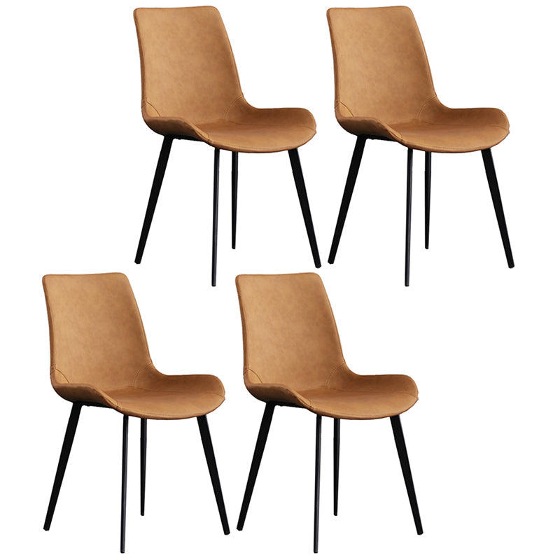 Metal Modern Dining Room Chair Metallic Finish Solid Back Dining Chair Orange 4 Piece Set Clearhalo ' kitchen&dining_furn' 'Dining Chairs' 'Dining Tables & Seating' 'dining_chair' 'furn' 'furn_dining_chair' 'Furniture' 'furniture_dining_chair' 'Kitchen & Dining Furniture' 'kitchen' 3671467