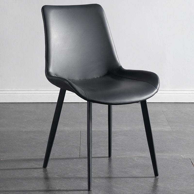 Metal Modern Dining Room Chair Metallic Finish Solid Back Dining Chair Black 1 Piece Clearhalo ' kitchen&dining_furn' 'Dining Chairs' 'Dining Tables & Seating' 'dining_chair' 'furn' 'furn_dining_chair' 'Furniture' 'furniture_dining_chair' 'Kitchen & Dining Furniture' 'kitchen' 3671469