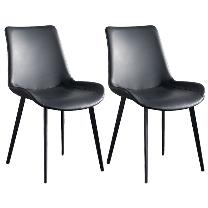 Metal Modern Dining Room Chair Metallic Finish Solid Back Dining Chair Black 2 Piece Set Clearhalo ' kitchen&dining_furn' 'Dining Chairs' 'Dining Tables & Seating' 'dining_chair' 'furn' 'furn_dining_chair' 'Furniture' 'furniture_dining_chair' 'Kitchen & Dining Furniture' 'kitchen' 3671472