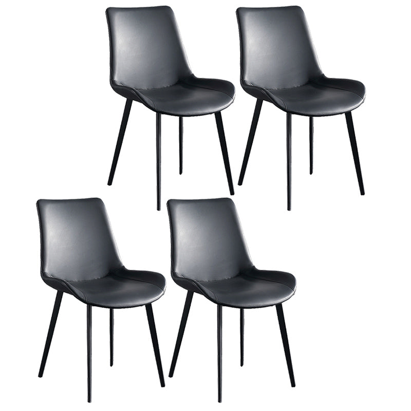 Metal Modern Dining Room Chair Metallic Finish Solid Back Dining Chair Black 4 Piece Set Clearhalo ' kitchen&dining_furn' 'Dining Chairs' 'Dining Tables & Seating' 'dining_chair' 'furn' 'furn_dining_chair' 'Furniture' 'furniture_dining_chair' 'Kitchen & Dining Furniture' 'kitchen' 3671473