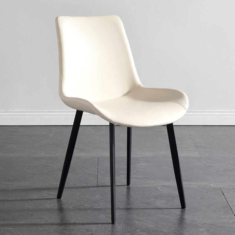 Metal Modern Dining Room Chair Metallic Finish Solid Back Dining Chair White 1 Piece Clearhalo ' kitchen&dining_furn' 'Dining Chairs' 'Dining Tables & Seating' 'dining_chair' 'furn' 'furn_dining_chair' 'Furniture' 'furniture_dining_chair' 'Kitchen & Dining Furniture' 'kitchen' 3671476