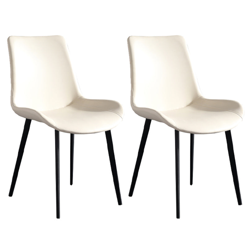 Metal Modern Dining Room Chair Metallic Finish Solid Back Dining Chair White 2 Piece Set Clearhalo ' kitchen&dining_furn' 'Dining Chairs' 'Dining Tables & Seating' 'dining_chair' 'furn' 'furn_dining_chair' 'Furniture' 'furniture_dining_chair' 'Kitchen & Dining Furniture' 'kitchen' 3671477