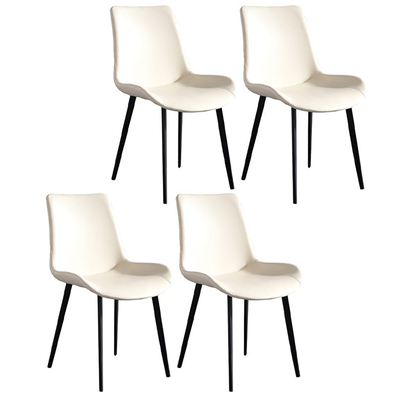 Metal Modern Dining Room Chair Metallic Finish Solid Back Dining Chair White 4 Piece Set Clearhalo ' kitchen&dining_furn' 'Dining Chairs' 'Dining Tables & Seating' 'dining_chair' 'furn' 'furn_dining_chair' 'Furniture' 'furniture_dining_chair' 'Kitchen & Dining Furniture' 'kitchen' 3671479
